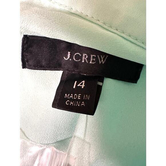 NWT J. Crew Size 14 Mock neck Shift Dress Long Sleeves Mint Green Chiffon - Picture 9 of 13